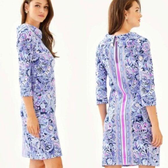 Lilly Pulitzer Saralyn in Iris Blue Namastay In The Jungle Knit Dress Women's Si - Picture 1 of 10
